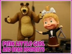 Pink Little Girl and Bear Moments